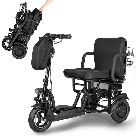 BAMACAR 3 Wheel Electric Folding Mobility Scooters for Adults Seniors 300 lbs Airline Approved Lightweight Foldable Air Travel Mobility Scooter Handicap Collapsible Powered Scooter Portable