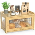 thumbnail image 1 of BAMBANG Bamboo Bread Box for Kitchen Counter, Wooden Bread Storage Container with 4 Sides Transparency, Breadbox Bread Bin Holder for Homemade Bread, Natural, 1 of 6