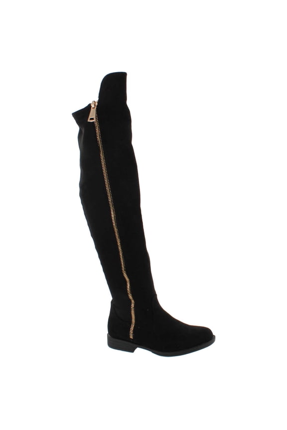MONTEREY-05 Women's Stretch Back Side Zipper Low Heel Over The Knee Boots