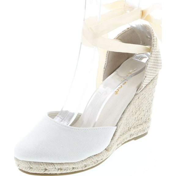 BAMBOO Timeoff-02 Womens Fabric Lace Wedge Platform Sandals