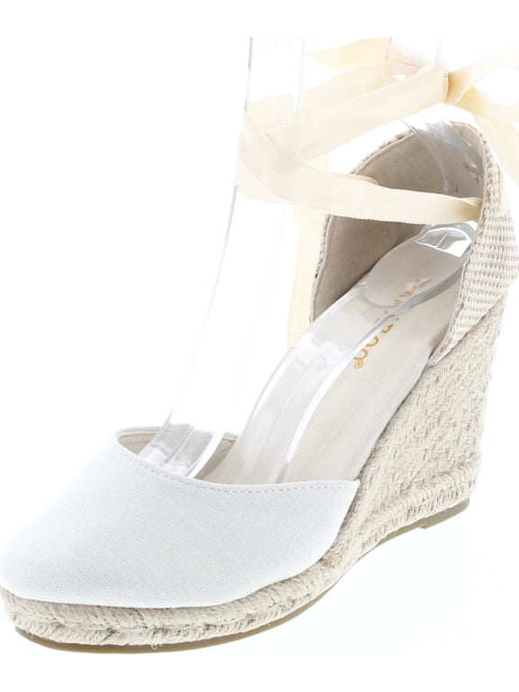 Timeoff-02 Womens Fabric Lace Wedge Platform Sandals