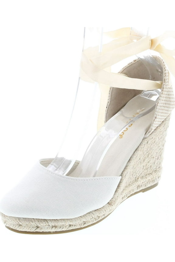 Timeoff-02 Womens Fabric Lace Wedge Platform Sandals
