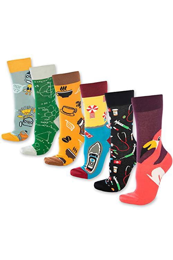 Men & Women Fun Dress Socks,Colorful Funny Novelty Cotton Socks (Medium,Coffee,6 Variety Pairs),Cotton Socks_989 1005