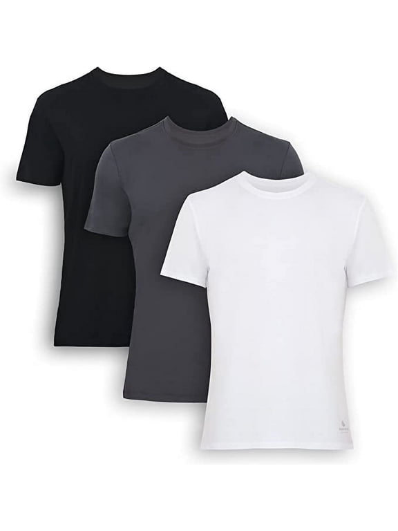Bamboo Undershirts for Men, Crew Neck Tee, 3-Pack