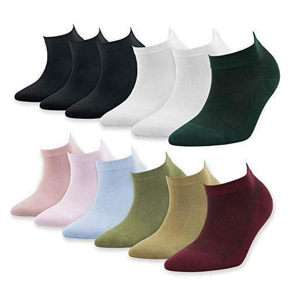 Bambooven Women's Bamboo Ankle Socks - Odor Free & Breathable, 12 pairs, Size: 6-9