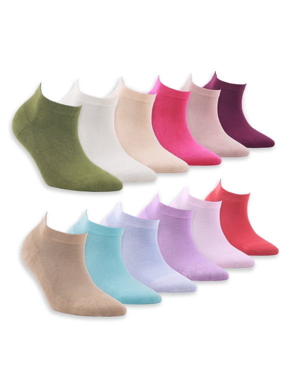 Bamboo Ankle Socks for Women, Odor-Free, 12 Pairs