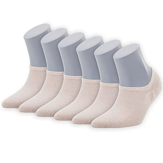 BAMBOOVEN Women's Premium Ultra Soft Bamboo No Show Casual Socks- Beige 6pk