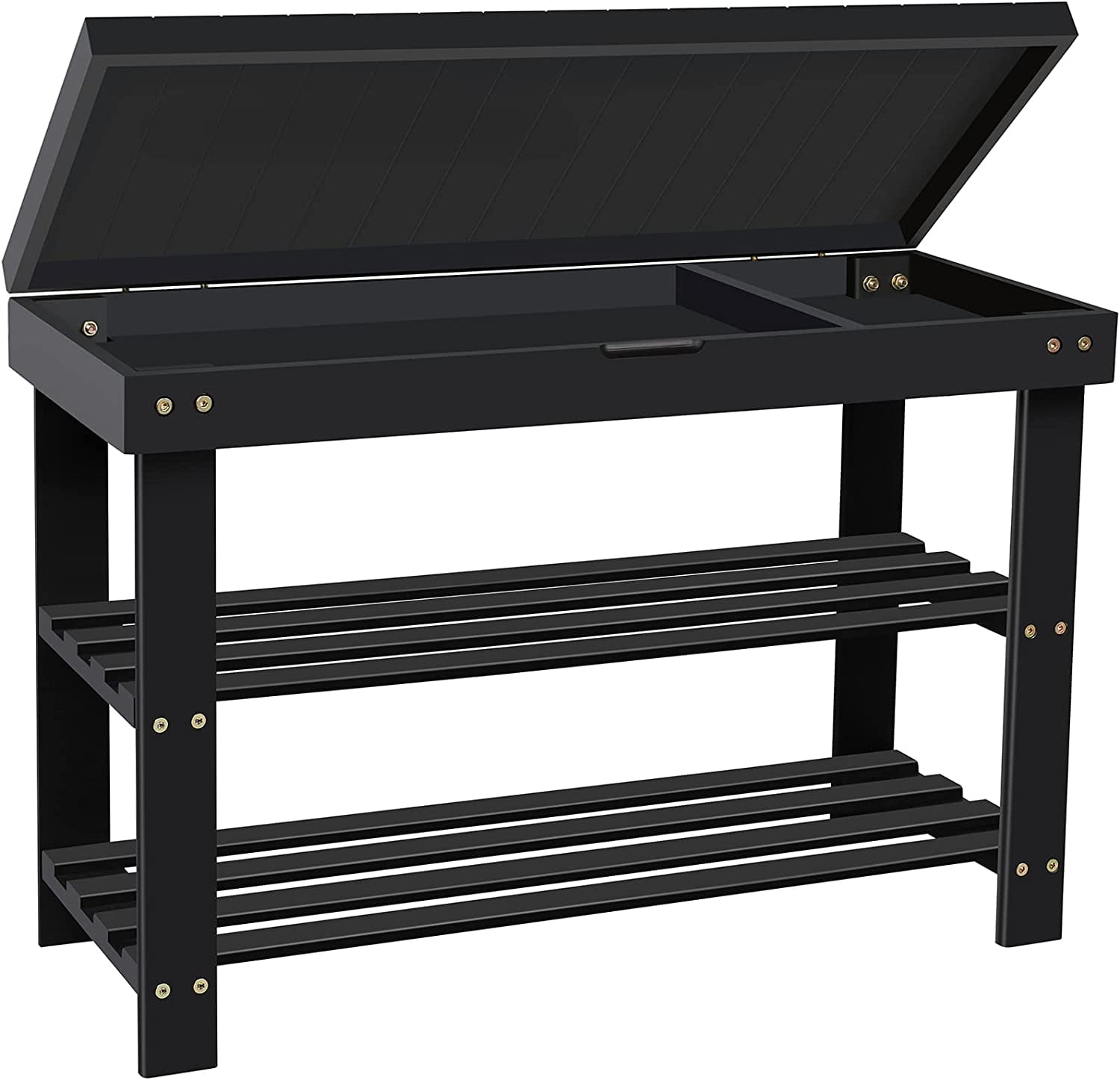 3-tier Shoe Shelf BAMBUROBA 3-Tier Bamboo Shoe Rack Bench With Storage  Drawer