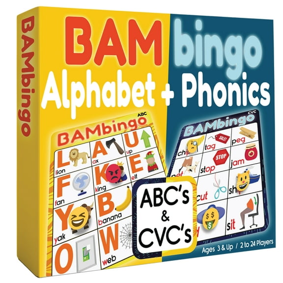 BAMBingo Alphabet Bingo and CVC Words Phonics Bingo Games for Kids Ages 3-6