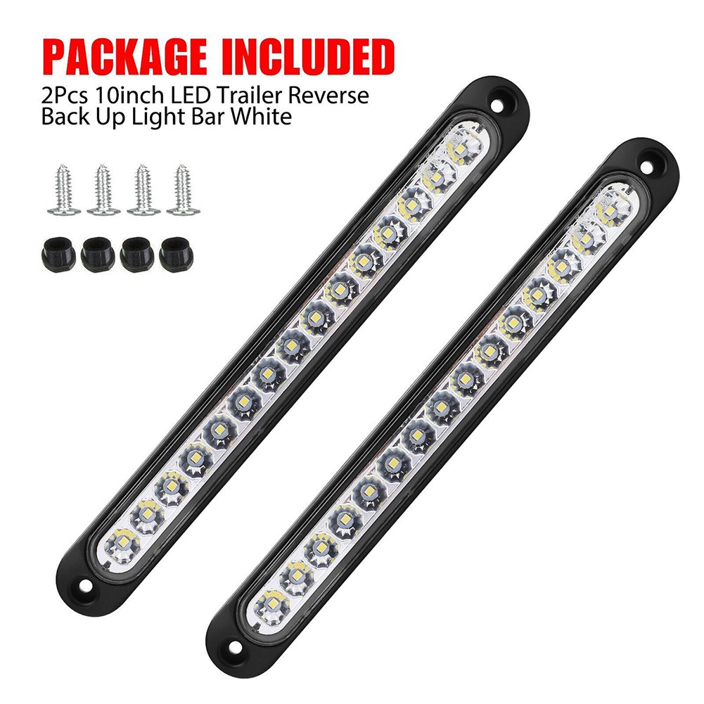 BAMILL 10" 15LED Sealed Truck Trailer Strip Reverse Backup Light Bar Tail Lamp White