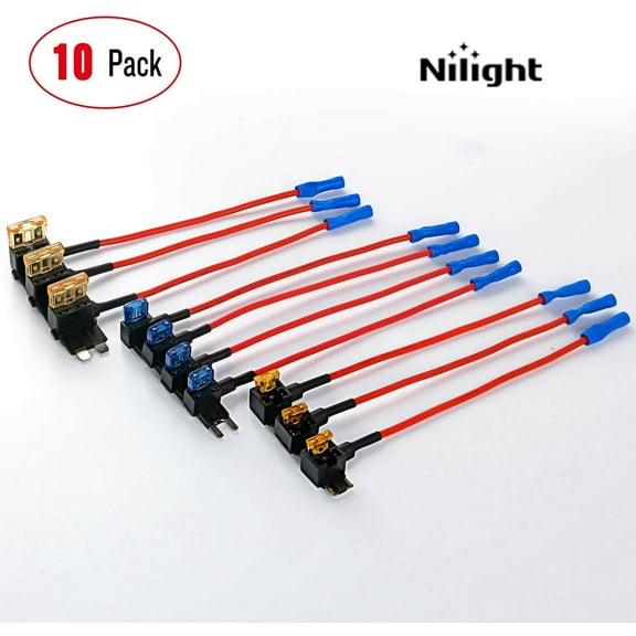 BAMILL 10Pack Car Add-a-Circuit Fuse Adapter w/ Standard TAP Blade Fuse Holder