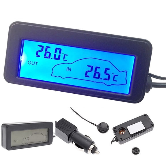 BAMILL 12V Car Digital LCD Display Thermometer Inside Outside Temperature Meter