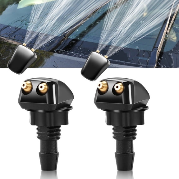 BAMILL 2 Pcs Car Dual Holes Windshield Washer Nozzle Wiper Water Spray Jet Adjustable