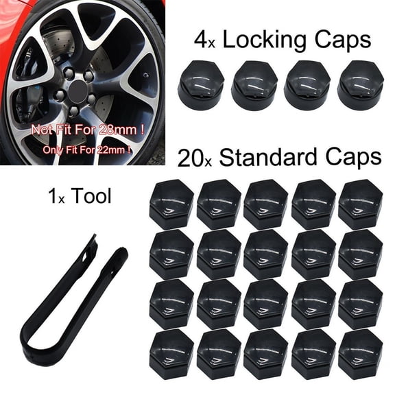 BAMILL 24PC 22MM WHEELS TYRES NUTS COVERS FOR VAUXHALL INSIGNIA LOCKING CAP BOLT GREY