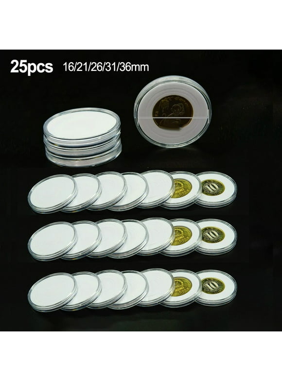 BAMILL 25pcs 46mm Transparent Plastic Coin Holder Coin Collecting Box Case Capsule