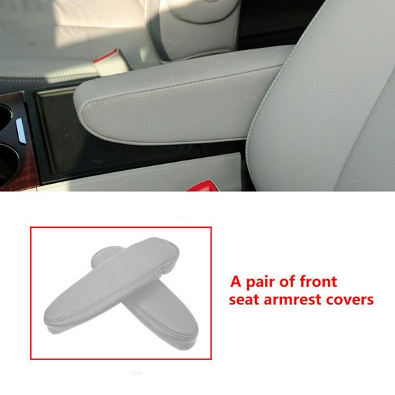 BAMILL 2Pcs Front Armrest Handle Leather Cover grey For Sienna 2011-2018