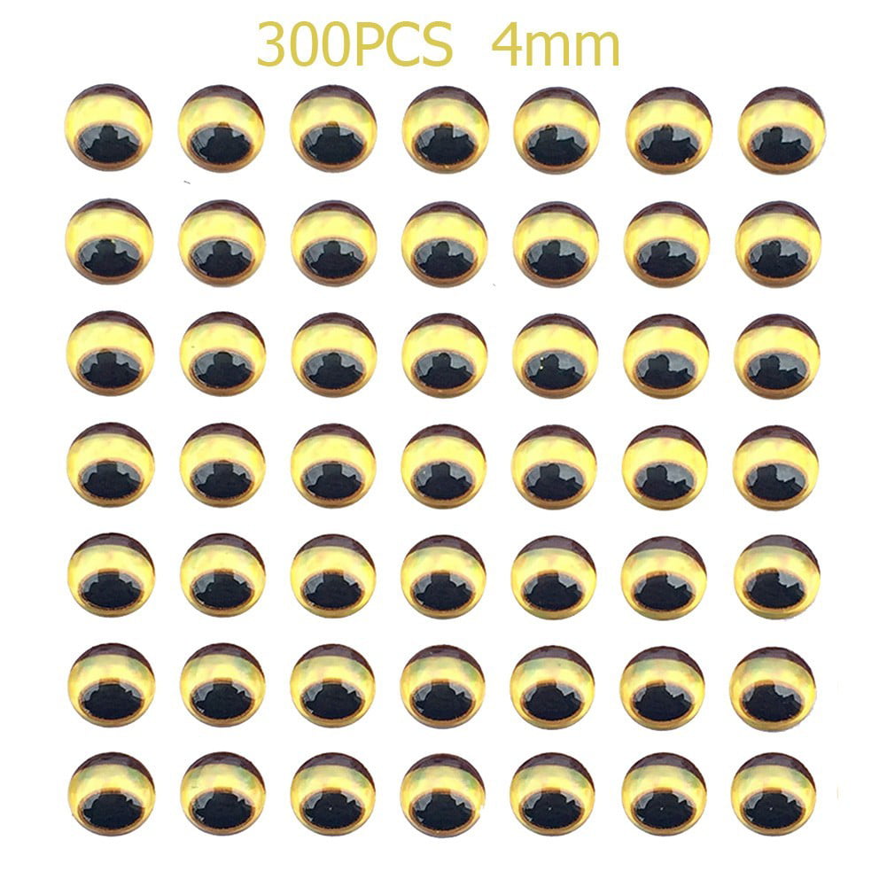 BAMILL 300pcs 3/4/5/6mm Snake Pupil Red 3D Holographic Fishing Lure Eyes  Fly Tying DIY 
