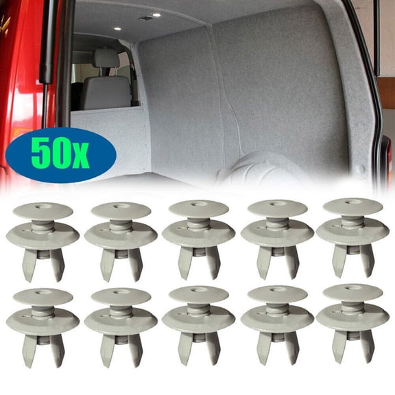 BAMILL 50Pcs Car Trim Panel Lining Clips for T4 T5 Door Panel Holder Grey 701867299