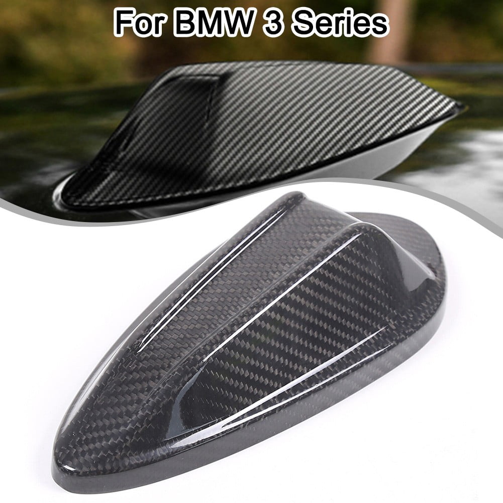 White With Black Real Carbon Fiber 3 Inch Short Antenna For BMW 135i, 128i, Z3, Z4