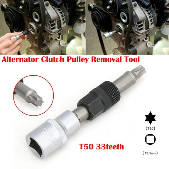 BAMILL Alternator Pulley Socket Bit With 33T Tool Alternator Clutch Pulley Removal Tool