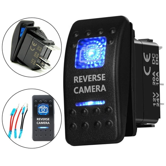 BAMILL Blue LED REVERSE CAMERA Toggle Rocker Switch ON/OFF for Car Boat Truck 12V 20A