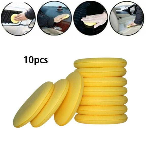 BAMILL Car Wax Polish Applicator Pads Soft Foam Cotton Pad Yellow For Polishing 10pcs