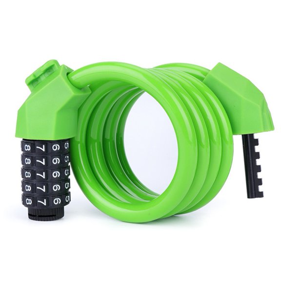 BAMILL For Bike Storage Anti-Theft Security Steel Cable Lock 5 Digit Combination Bike Lock Anti-theft Five-Digit Code Lightweight Lock 1.2m green