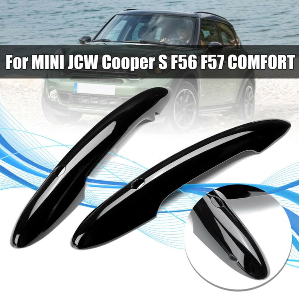 2x BLACK Door Handle Cover Cap ABS For MINI JCW Cooper S,F56,F57