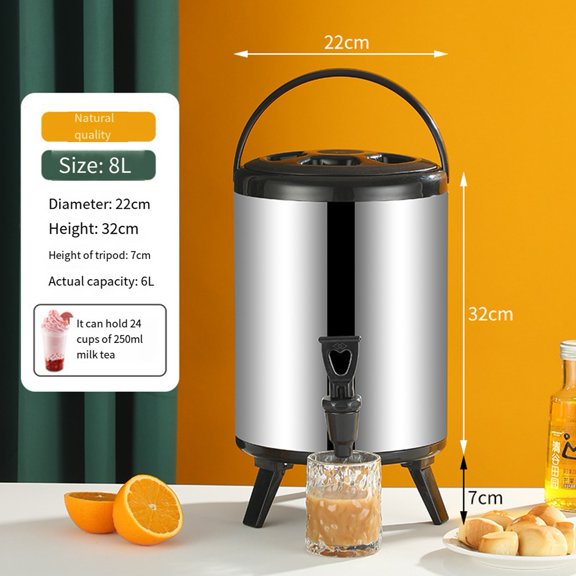 BAMILL Insulated Tea Bucket Can Be Used For Outdoor Camping Silver 8L