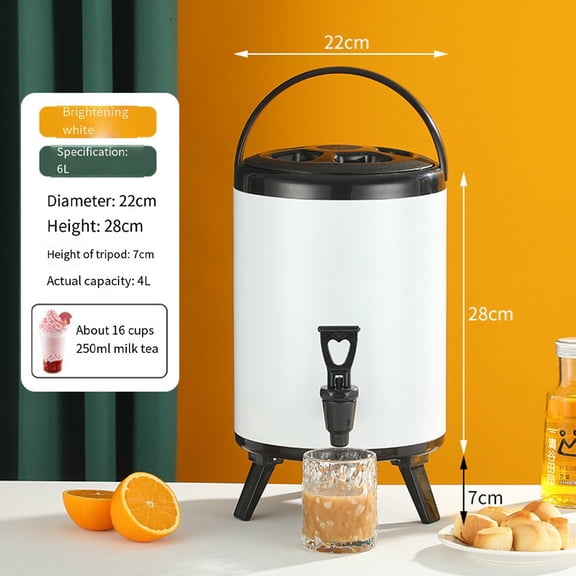 BAMILL Insulated Tea Bucket Can Be Used For Outdoor Camping White 6L