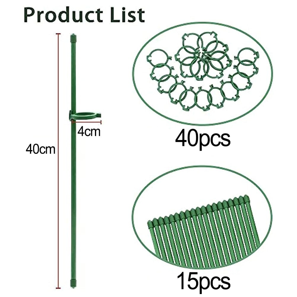 BAMILL Keep Your Plants Strong and Upright 15 Green Plastic Stakes 40