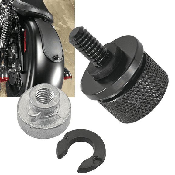 BAMILL Motorcycle Rear for Seat Bolt Screw Nut Kit Mount Knob Cover For Harley 96-19