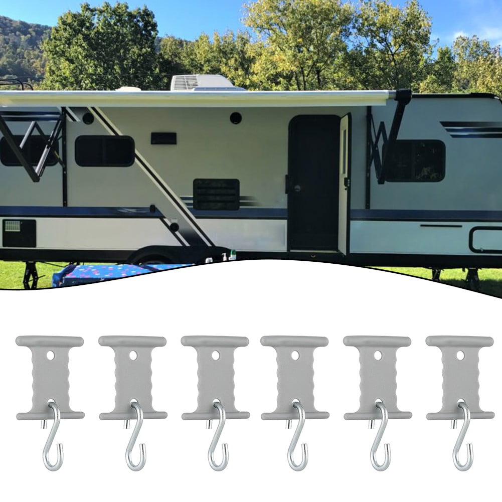 BAMILL Piping Strip Hooks, Pack of 6 RV Awning Hooks, Camping Piping