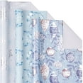 thumbnail image 1 of BAN Blue Christmas Wrapping Paper Mini Roll, Silver Blue Winter Ornaments, Floral Wreath, Snowflake Holiday Gift Wrap, Arts Craft, for Xmas Winter Party Men Women, 17 x 120 inches, 3 Rolls, 1 of 14