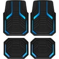 thumbnail image 1 of BAN   Heavy Duty Rubber Floor Mats, Blue Aluminum Film Car Mats Set, Front and Rear Car Mats with Anti-Slip Backing, All Weather Protection, Trim-to-Fit for Automotive SUV, Sedan, Van, 1 of 15