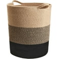 thumbnail image 1 of BAN Laundry Basket Large Laundry Hamper, Woven Baskets for Storage, 17.8" x 15.8" x 13.8", Wicker Laundry Basket for Living Room, Dirty Clothes Basket, Baby Hamper for Nursery, Black & Jute, 1 of 7