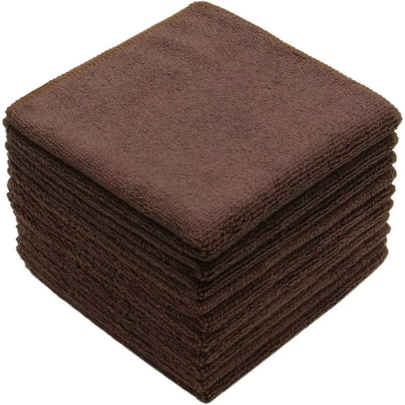 BAN Microfiber Dish Cloths Fast Drying Kitchen Cleaning Cloth Dish Rags Dust Cloths Ultra Absorbent Lint Free Washcloths 12inch x 12inch 10 Pack Brown