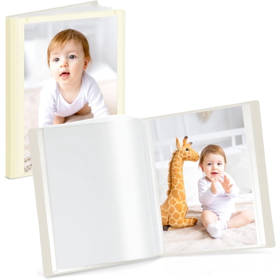 BAN Small Photo Album 4x6 (Ivory), 2-Pack 4 x 6 Photo Book, 24 Pockets Shows 48 Pictures, Mini Plastic Picture Album Binder with Customizable Cover
