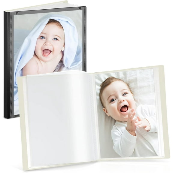 BAN Small Photo Binder 5x7 (Black), 2-Pack Plastic Photo Book, 24 Pockets Show 48 Pictures, Mini Picture Presentation Binder with Customizable Album Cover, 5 x 7 Clear Sleeves
