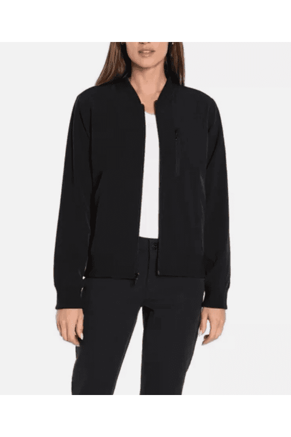 BLACK STRETCH FULL ZIP BOMBER JACKET BLACK LARGE