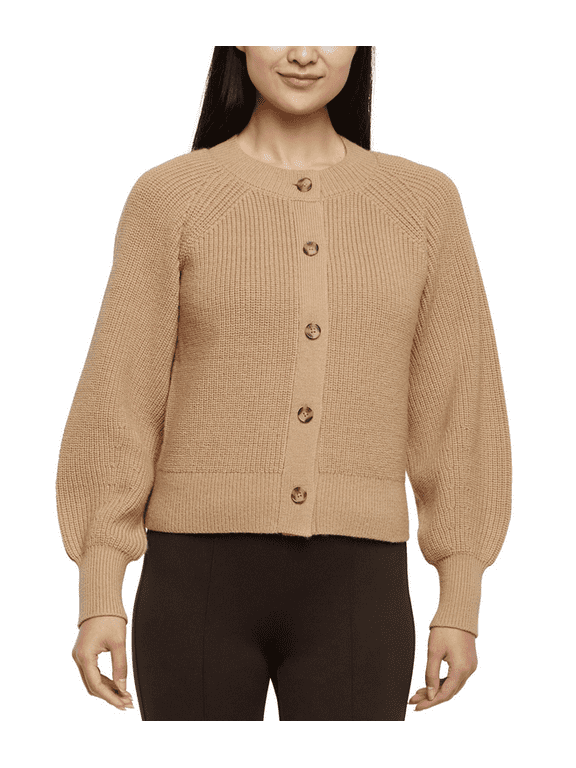 WOMEN'S BUTTON FRONT CARDIGAN TAN XL