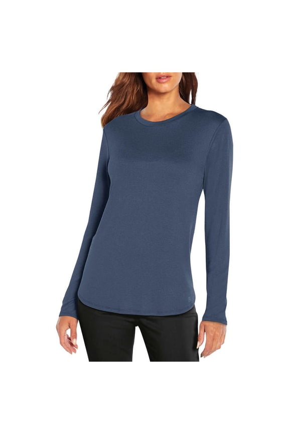 Womens Crewneck Pullover Top,Blue,Large