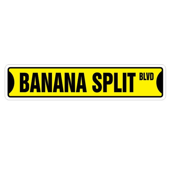 BANANA SPLIT Street Sign ice cream shop lover parlor | Indoor/Outdoor | 36" Wide