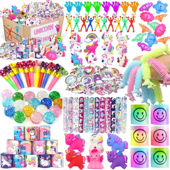 BANBALLON Unicorn Party Favor Goodie Rainbow Elastic Ball Bracelets Stickers Gifts Pinata Filler Bulk Toys for Unicorn Party Girl Kid Birthday Party Stuffers Supplies (Style 01) Y114