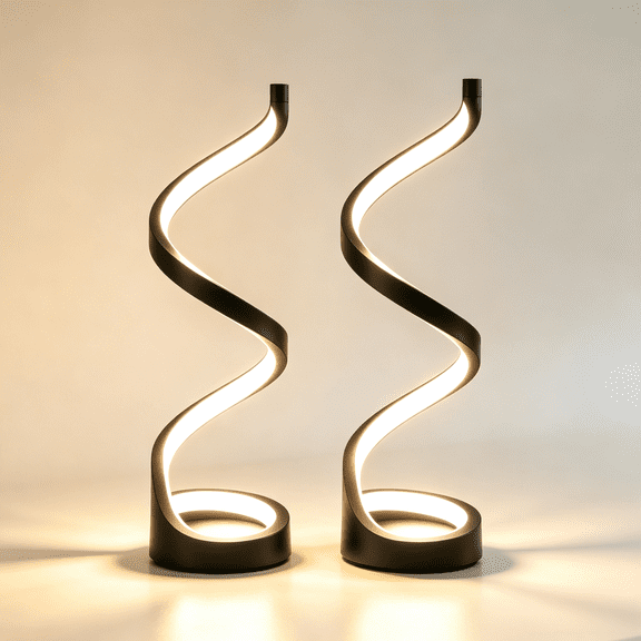 BANBERS 2-pack Classic Spiral LED Desk Lamp. Spiral adjustable lamp arm, adjustable lighting, multi-functional design, modern style decorative lamp, suitable for bedrooms, study rooms, living rooms.