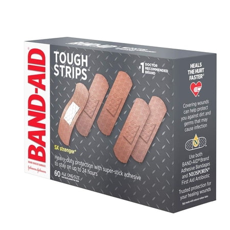 Band-Aid Brand Tough Strips Adhesive Bandage All One Size 60 ct, 6-Pack