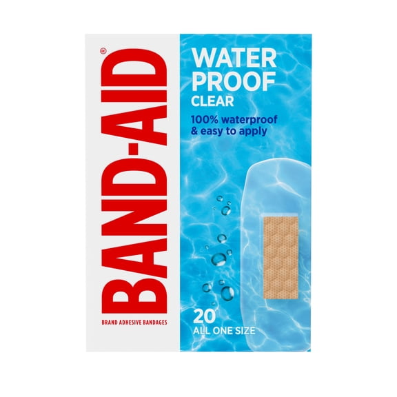 BAND-AID Brand Clear Waterproof Adhesive Bandages, One Size, 20 Count