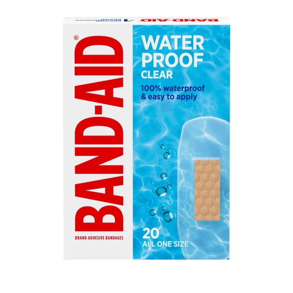 BAND-AID Brand Clear Waterproof Adhesive Bandages, One Size, 20 Count