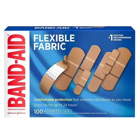BAND-AID Flexible Fabric Adhesive Bandages, Assorted, 100 ea,