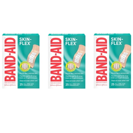 BAND-AID Skin-Flex Adhesive Bandages, All One Size, 25 ea (Pack of 3)